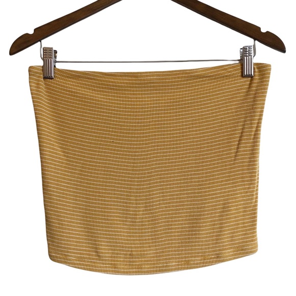 🌷3/$25🌷 AMERICAN EAGLE Soft & Sexy Stripe Strapless Tube Crop Top Shirt Yellow